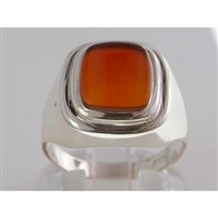 Sophisticated Mens Sterling Silver Carnelian Signet Ring