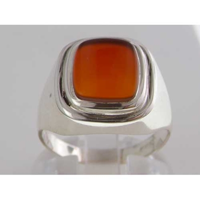 Sophisticated Mens Sterling Silver Carnelian Signet Ring