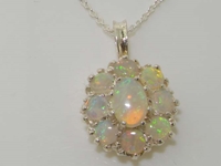 Luxurious 9K White Gold Australian Opal Pendant & Necklace