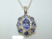 Dainty 9K Sterling Silver Tanzanite Pendant Necklace