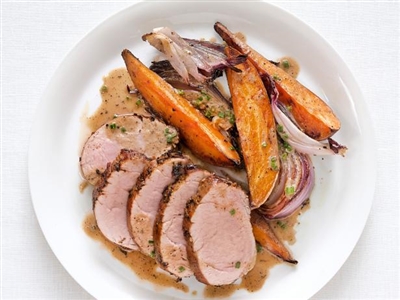 Herb Pork Tenderloin with Peach Chutney