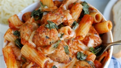 Rigatoni with Meatballs and Sausage