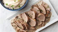 Herb Pork with Mushroom and Bacon Gravy