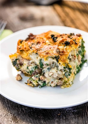 Italian Sausage, Mushroom, and Spinach Strata