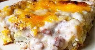 Sausage Gravy and Hash brown Bake
