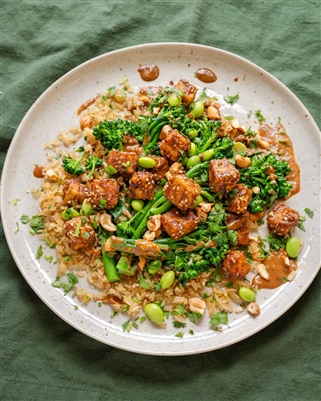 Baked Peanut Tofu OR Chicken with Basmati Rice