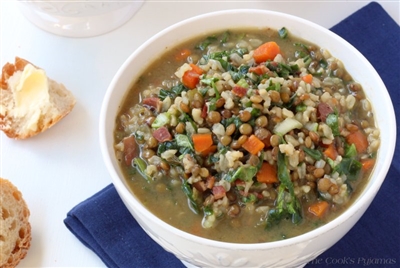 Lentil and Vegetable Soup with sausage