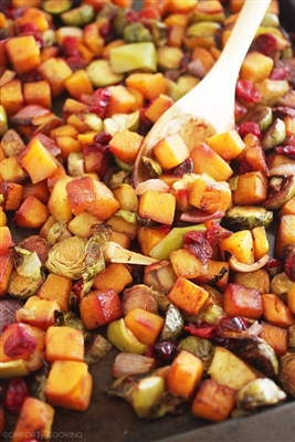 Roasted butternut Squash, Brussel sprouts and Apples