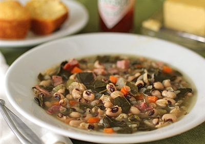 Black Eyed Pea, Ham, and Collard Green Soup