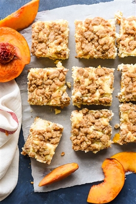 Peach Cobbler Cheesecake Bars