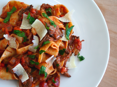 Short Rib Ragu served with parpadelle pasta