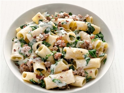 Rigatoni with Swiss Chard and Turkey Sausage