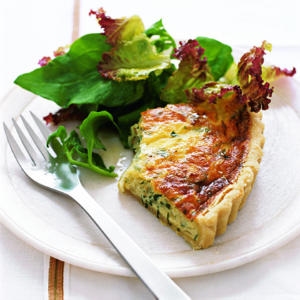 Four Cheese Quiche with onions and tomatoes