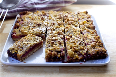 Summer Plum Feast Bars with Almond Marzipan Crumble