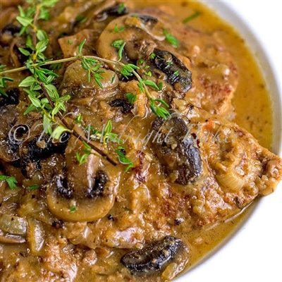 Shaved Beef with Thyme Mushroom Gravy