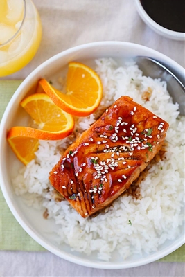 Orange Sesame Miso Glazed Salmon
