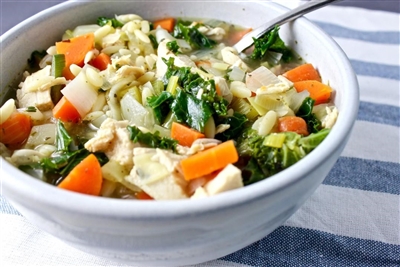 Lemon Chicken, Kale, and Orzo Soup