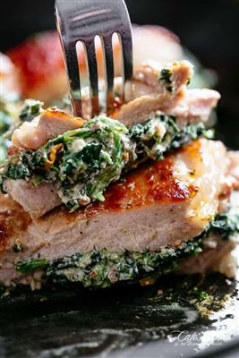 Spinach and Cheese Stuffed Pork Loin Chops