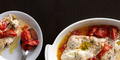 Baked Flounder with Tomatoes and Basil