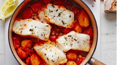 Braised Cod with Peppers and Potatoes