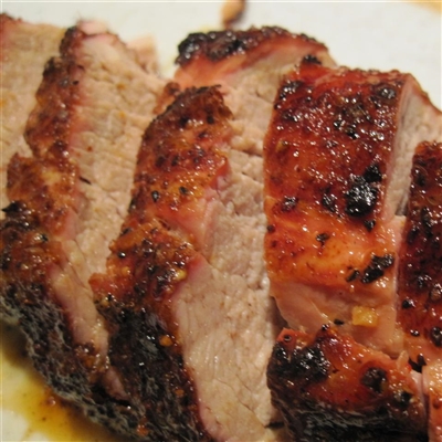 Pepper jelly glazed pork tenderloin