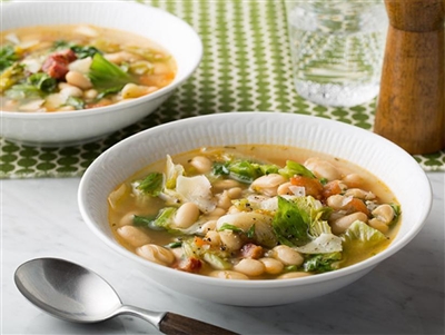 White bean, escarole, and prosciutto soup