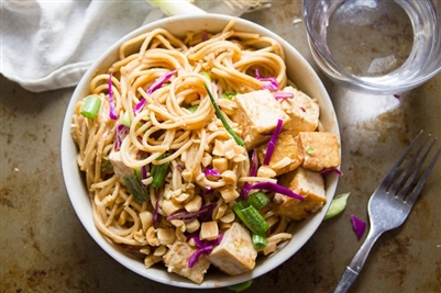 Sesame Peanut Noodles with Tofu or Chicken