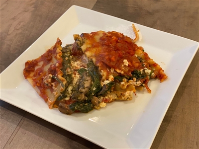 Vegetarian Mushroom and Spinach lasagna