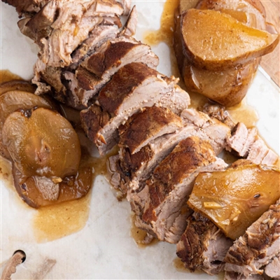 Roasted Pork with Pear Mustard Sauce