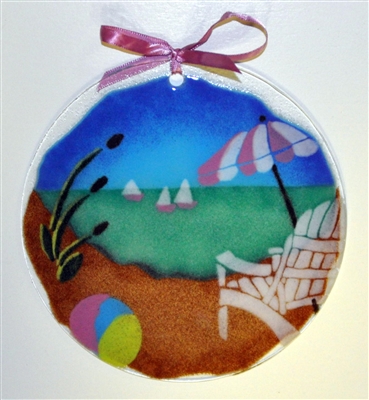 7 inch Pastel Beach Scene Suncatcher