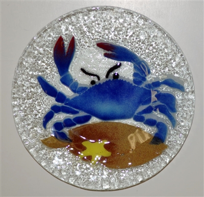 9 inch Flat Blue Claw Crab Plate