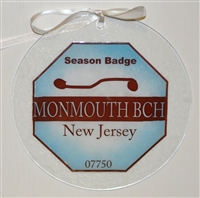 Any Town Beach Badge 7 inch Blue Suncatcher