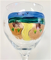 Beach Path Red Wine Glass