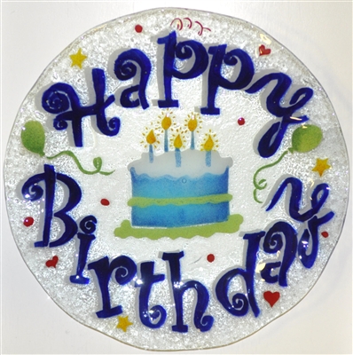 Blue Happy Birthday 12 inch Plate