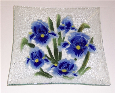 Blue Iris Large Square Plate