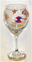 Bold Beach Scene Red Wine Glass