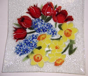 Bold Spring Floral Large Square Platter