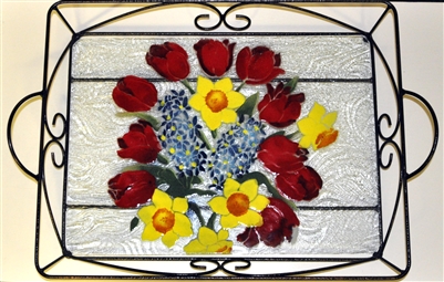 Bold Spring Floral Large Tray (with Metal Holder)
