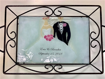 Bride and Groom Small Tray Custom (with Metal Holder)