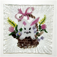 Bunny in Basket Small Square Plate
