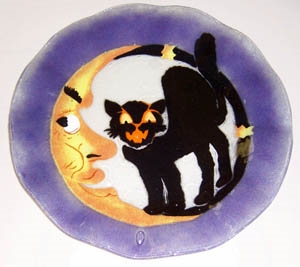 Cat and Moon 14 inch Plate