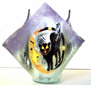 Cat and Moon Large Candleholder