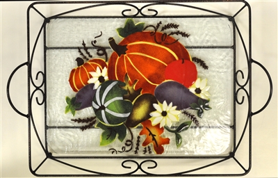 Fall Harvest Large Tray (with Metal Holder)