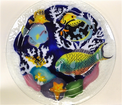 Tropical Fish Blue 16 inch Platter