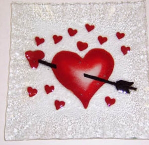 Heart with Arrow Small Square Plate