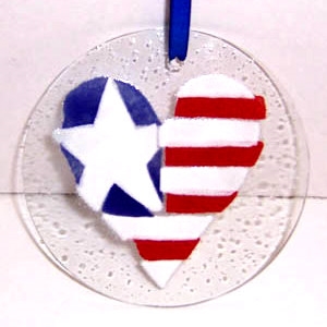 Heart Flag Suncatcher