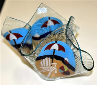 Large Bold Beach Scene Candleholder