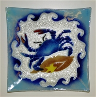 Large Square Blue Claw Crab Plate