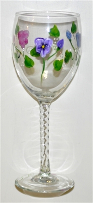 Pastel Pansy White Wine Glass