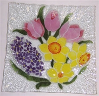 Pastel Spring Floral Small Square Plate